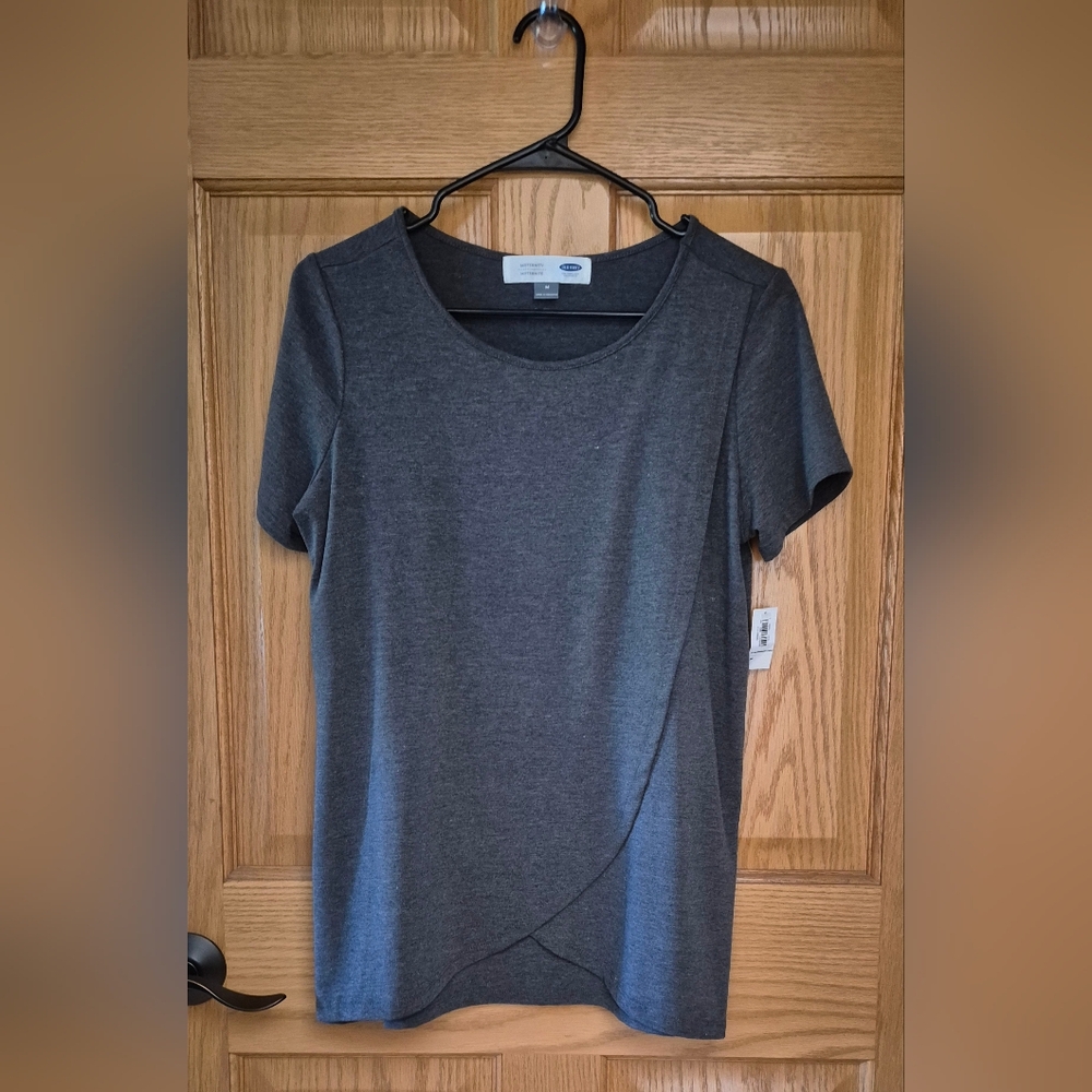 NEW Old Navy Maternity Women's M Heathered Gray SS Nursing Top